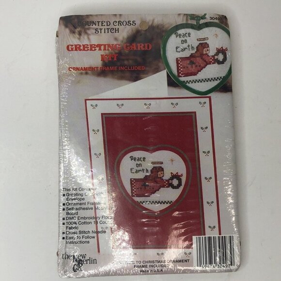 The New Berlin Counted Cross Stitch Greeting Card Kit 'Peace On Earth' Ornament - Picture 4 of 9
